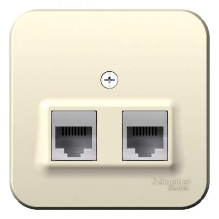 Systeme Electric Blanca наруж Молочная Розетка 2-ая ТЛФ/КОМП, RJ45+RJ11, кат.5E, изолир. пластина
