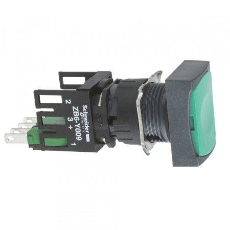 Schneider Electric Кнопка 16мм зеленая с возвратом КВАДРАТНАЯ XB6DA31B