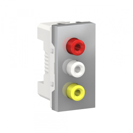Schneider Electric Unica Modular Алюминий Розетка 3 RCA, 2 модуля