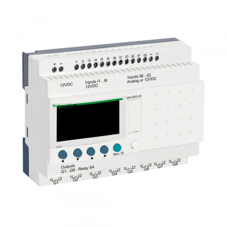 Schneider Electric Smart relays Zelio Logic Интеллектуальное реле +12В кол-во вх\вых 20, дисплей, часы