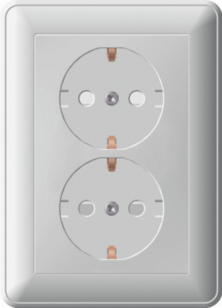 Systeme Electric Wessen 59 Бел Розетка 2-ая с/з с защитными шторками (в сборе, с рамкой)