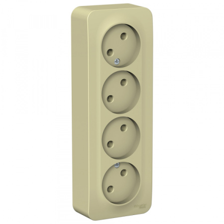 Systeme Electric Blanca наруж Беж Розетка 4-ая б/з без шторок, изолир. пластина 16А, 250В