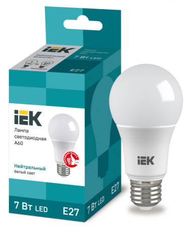 IEK Лампа светодиодная ECO A60 шар 7Вт 230В 4000К E27