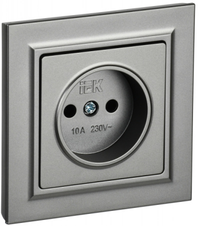 IEK BRITE Сталь Розетка без з/к/ш 10А в сборе РСР10-1-0-БрС