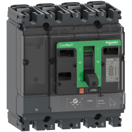 Schneider Electric Выключатель автоматический NSX160H 70kA 4П3Т 160A TMD