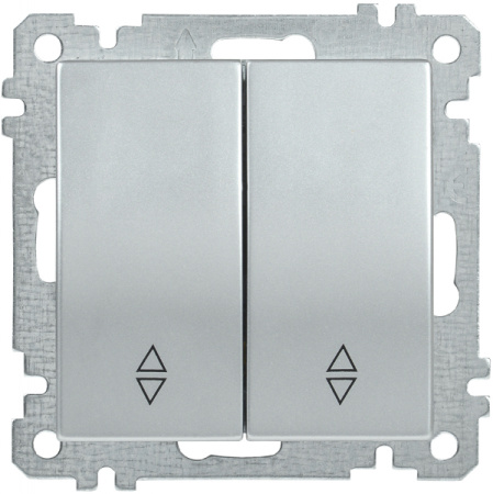 IEK ВС10-2-2-Б Выключатель двуклавишный проходной 10А BOLERO серебрянный