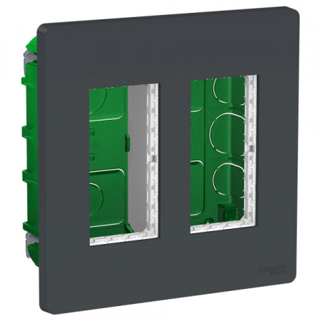 Schneider Electric Unica System+ Антрацит Блок скрытой установки 2х2