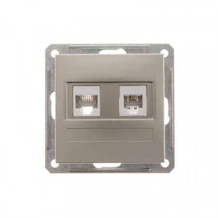 Systeme Electric Wessen 59 Шампань Розетка 2-ая ТЛФ + компьютерная 5е (RJ11+RJ45)