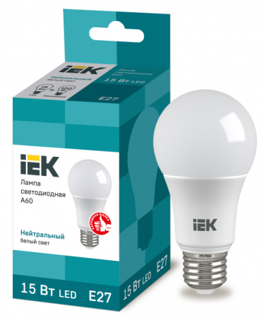 IEK Лампа светодиодная ECO A60 шар 15Вт 230В 4000К E27