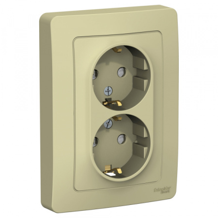 Systeme Electric Blanca внутр Беж Розетка 2-ая с/з со шторками, 16А, 250В