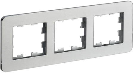 IEK BRITE DECOR Алюминий металл. скругл.угол Рамка 3-м РУ-3-1-Бр RE