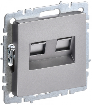 IEK BRITE BASE Сталь Розетка комп двойная RJ45 кат.5E РК10-2-БрС