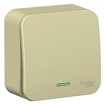 Systeme Electric Blanca наруж Беж Переключатель 1-клавишный (cх.6) с подсветкой, изолир. пластина 10А,250B