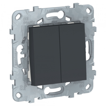 Schneider Electric Unica New Антрацит Выключатель 2-клавишный, сх. 5