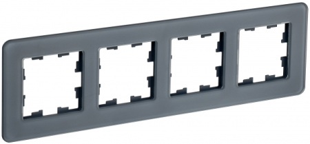 IEK BRITE DECOR Графит матовый стекло скругл.угол  Рамка 4-м РУ-4-2-Бр RE