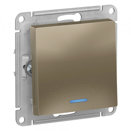 Systeme Electric AtlasDesign Шампань Выключатель 1-клавишный с подсветкой, сх.1а, 10АХ, механизм