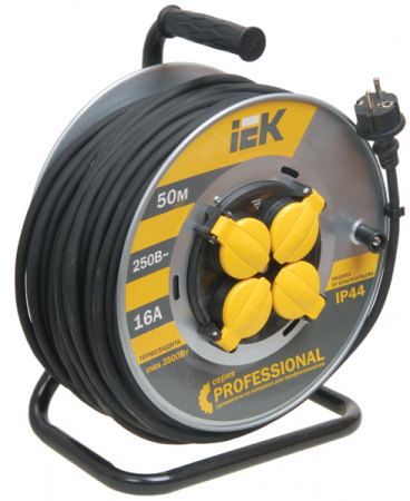 IEK Катушка УК50 на мет с т/з 4 места 2Р+PЕ/50м КГ 3х2,5мм2 IP44 "Professional"