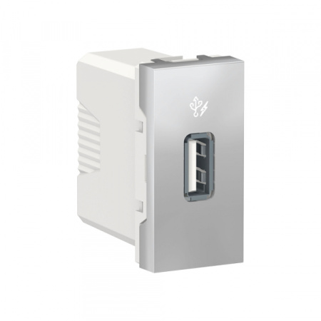 Schneider Electric Unica Modular Алюминий Розетка USB, 5 В / 1000 мА, 1 модуль