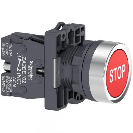 Schneider Electric Кнопка ХА2, пр. воз., красная "Stop", 1НЗ