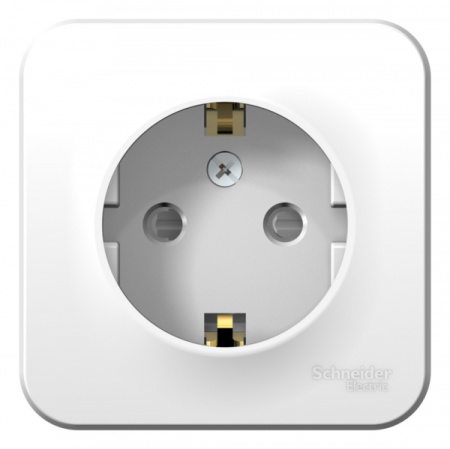 Systeme Electric Blanca наруж Бел Розетка с/з со шторками 16А, 250В, монтажная пластина