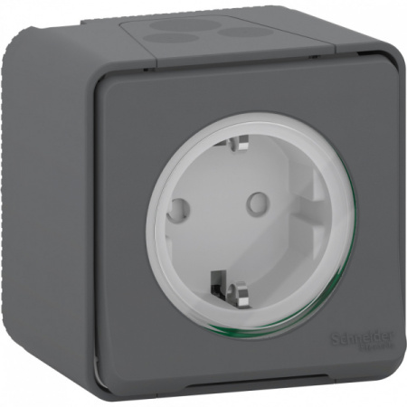 Schneider Electric Mureva Styl наруж Антрацит Розетка с/з и шторками IP55