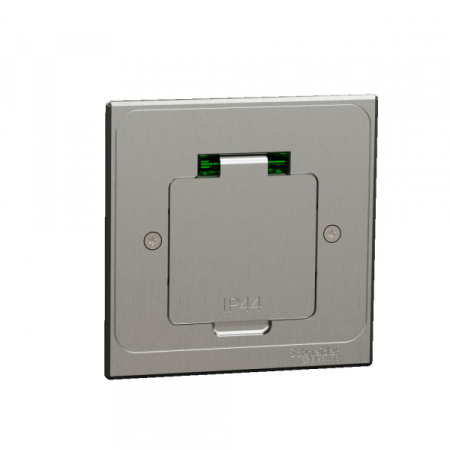 Schneider Electric US+ Люк квадратный размер XS с 1 розеткой (2К+З ) металлический IP44