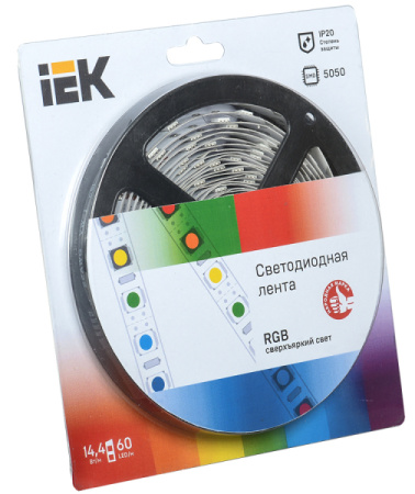 IEK Лента LED 5м блистер LSR-5050RGB60-14,4-IP20-12V