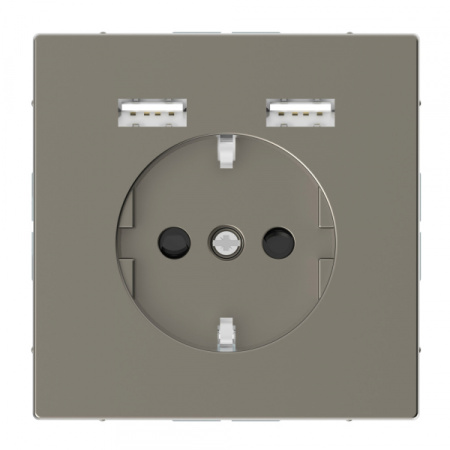 Schneider Electric Merten D-Life Никель Розетка Schuko с 2 USB c зарядным устройством 2,4 A