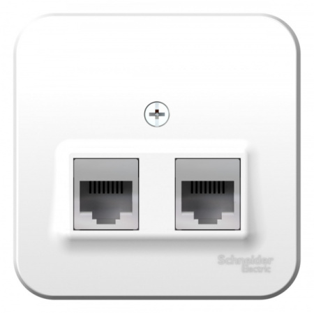 Systeme Electric Blanca наруж Бел Розетка 2-ая ТЛФ/КОМП, RJ45+RJ11, кат.5E, изолир. пластина
