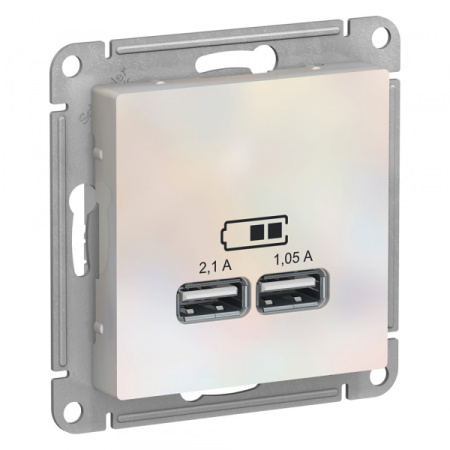 Systeme Electric AtlasDesign Жемчуг USB, 5В, 1 порт x 2,1 А, 2 порта х 1,05 А, механизм