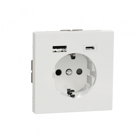 Schneider Electric MERTEN D-Life Белый Лотос Розетка силовая 16 A с зарядкой USB A+C 3 A