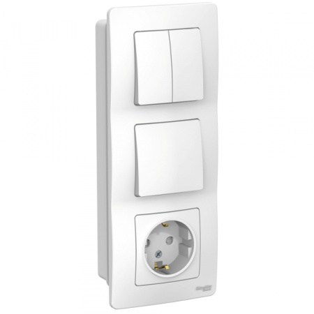 Systeme Electric Blanca внутр Бел Блок: Розетка з/к шт 16А, 250В+выкл 1кл.+выкл 2кл.