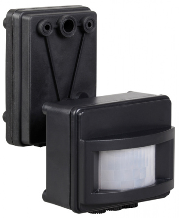 IEK Датчик движения ДД 017 черный, макс. нагрузка 1100Вт, угол обзора 120град., дальность 12м, IP44,