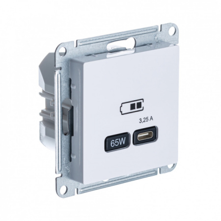 Systeme Electric AtlasDesign Белый USB Розетка тип-C 65W высокоскор.заряд. QC, PD, мех.