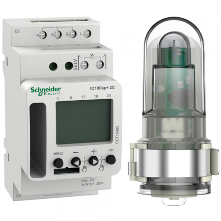 Schneider Electric Сумеречный выключатель ic100kp+ 2с прогр.C улич.Дат,2вых,под-ка bt модуля (excluded)