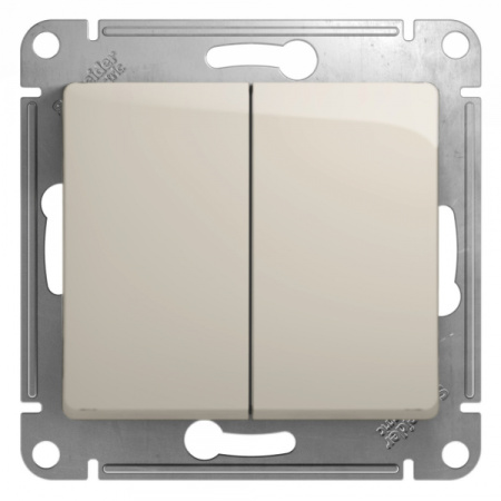 Systeme Electric Glossa Молочный Переключатель 2-клавишный, сх.6,10AX