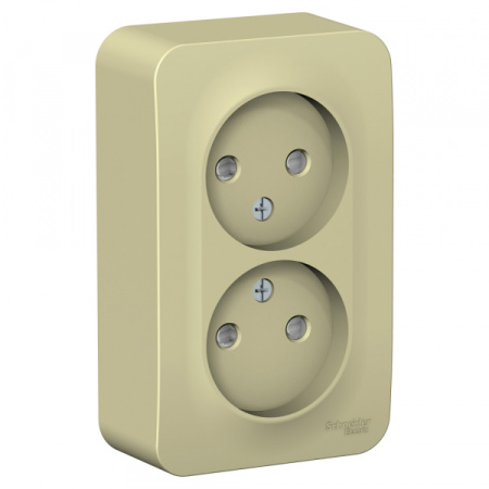 Systeme Electric Blanca наруж Беж Розетка 2-ая б/з со шторками, изолир. пластина 16А, 250В