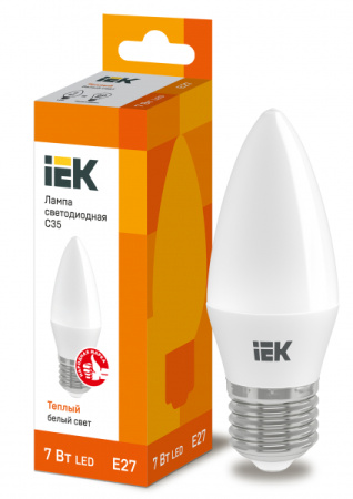 IEK Лампа светодиодная ECO C35 свеча 7Вт 230В 3000К E27