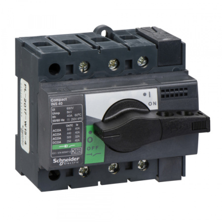 Schneider Electric Interpact INS/INV Выключатель-разъединитель 3P 40А рукоятка спереди