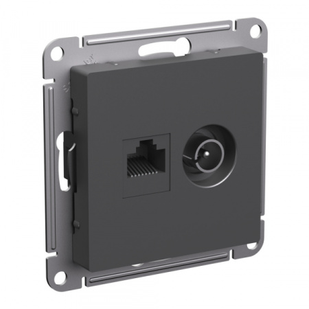 Systeme Electric AtlasDesign Базальт Розетка двойная ТВ + компьютерная RJ45, кат. 5Е