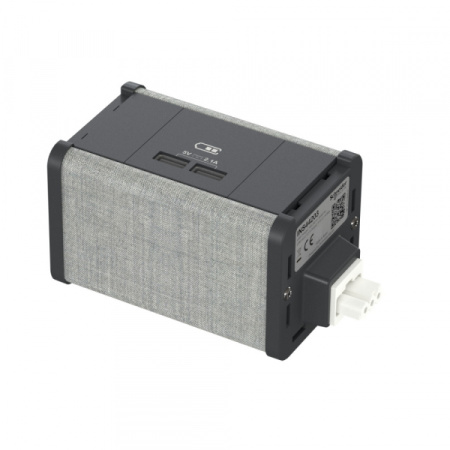 Schneider Electric Unica System+ Блок 2xUSB типа A/A АНТРАЦИТ/СЕРАЯ ТКАНЬ