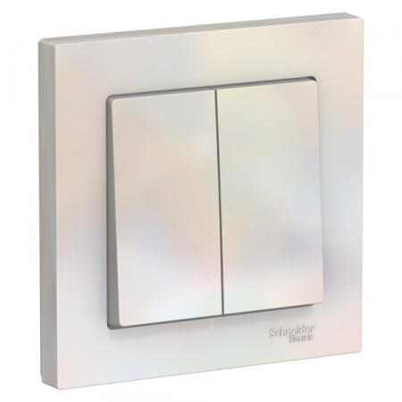 Systeme Electric AtlasDesign Жемчуг Выключатель 2-клавишный сх.5, 10АХ, в сборе