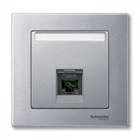 Schneider Electric Merten SM Алюминий Накладка розетки ТЛФ/комп 1-ой прямой