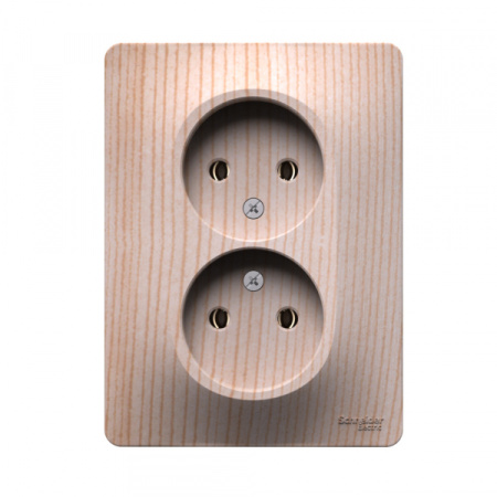 Systeme Electric Glossa Сосна Розетка двойная без заземления,16А, в сборе
