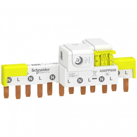 Schneider Electric Шинка греб. 1Р+N (NL1…(шаг 9мм)) для iDPN iCV40 iDIFK 63А 6 мод с ввод. клеммой