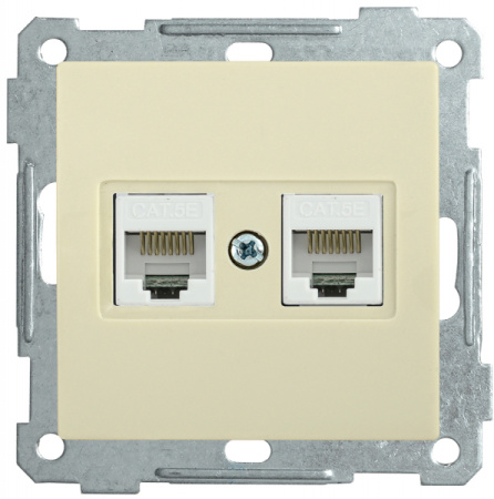IEK РK10-2-Б Розетка 2-ая комп. RJ45 Cat5e BOLERO кремовый