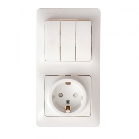 Systeme Electric Glossa Бел Блок: розетка и 3-кл. выключатель