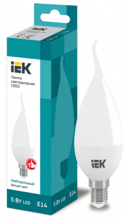 IEK Лампа светодиодная ECO CB35 свеча на ветру 5Вт 230В 4000К E14