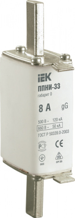 IEK Плавкая вставка предохранителя ППНИ-33, габарит 0, 8А