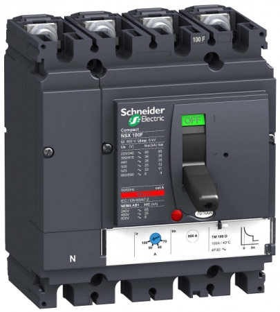 Schneider Electric Compact NSX Силовой Автоматический выключатель 4P Iu=40А диапазон уставки тока расцепления: 70А 70кА IP30